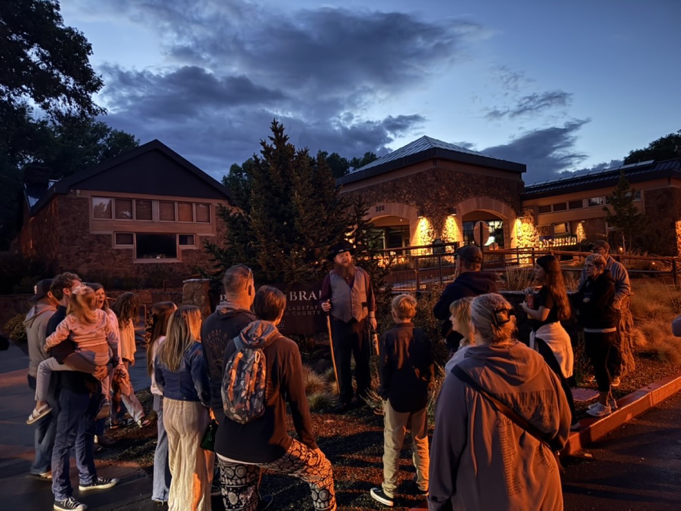 Ghost stories being told after dark in downtown Flagstaff